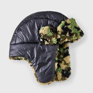 NWT Cat & Jack Boys' Fleece Trapper Hat | Black | 4-14 | Black